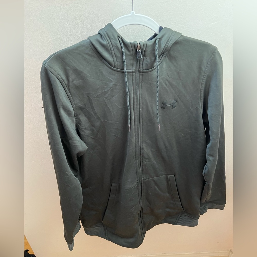 Men’s Medium Army Green Zip Up Hoodie Sweatshirt Like New Under Armour